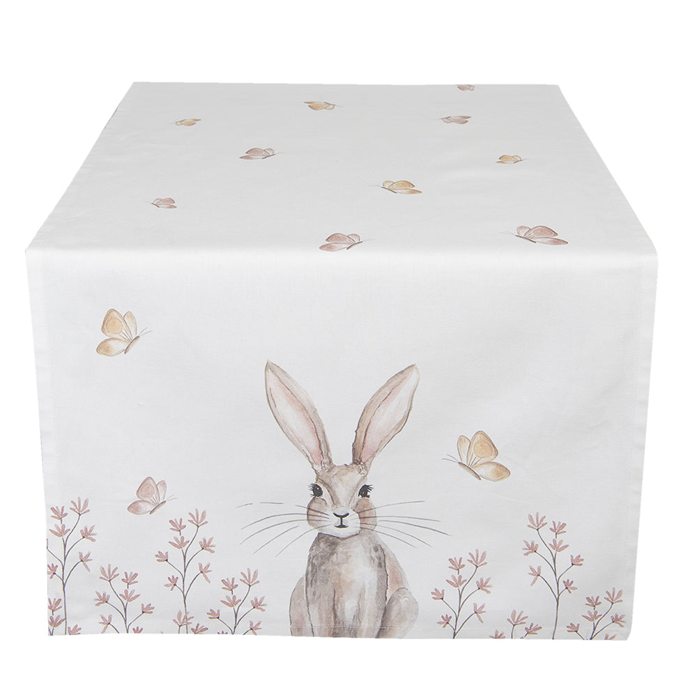 Sable Homeware Bunny table runner in two lengths, featuring a charming bunny design on a fabric tablecloth for spring decor.