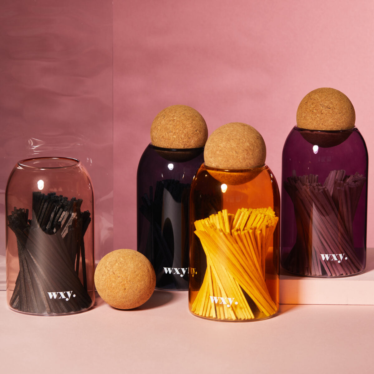 Sable Homeware luxury matches in a cork stopper jar with a vintage-style label on a rustic wooden surface.