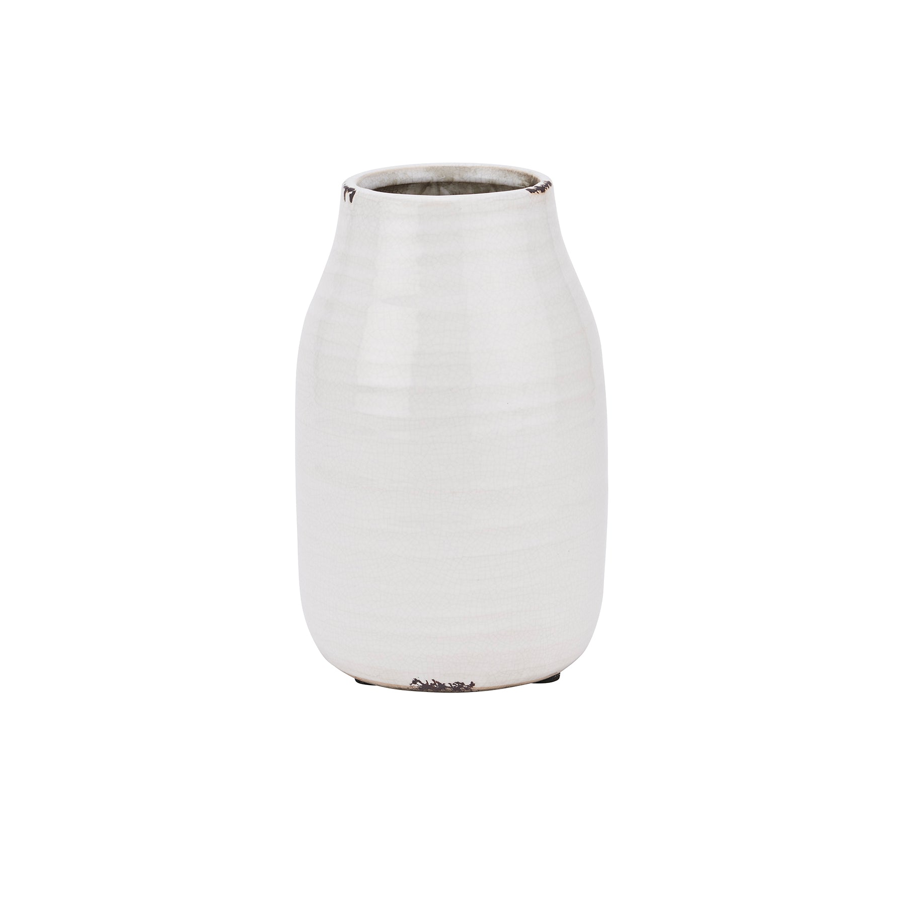 Distressed white Stephanie vase by Sable Homeware featuring a rustic, textured ceramic design for decorative floral displays