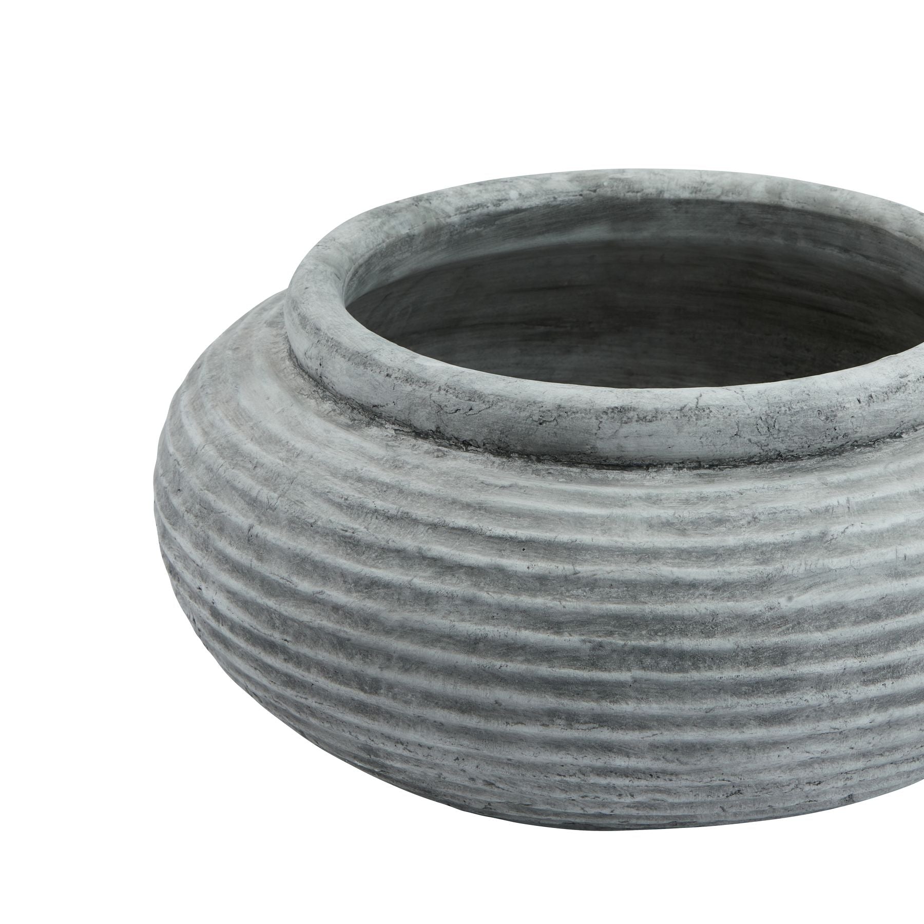 Sable Homeware Athena round ribbed vase with textured design, ideal for displaying floral arrangements or as a decorative piece.