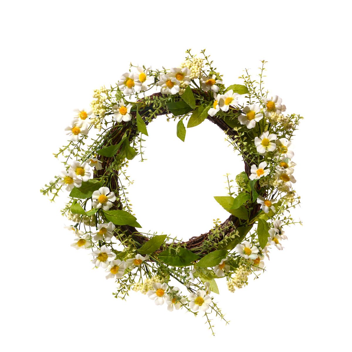 White Floral Faux Spring Wreath - Shabbyquins