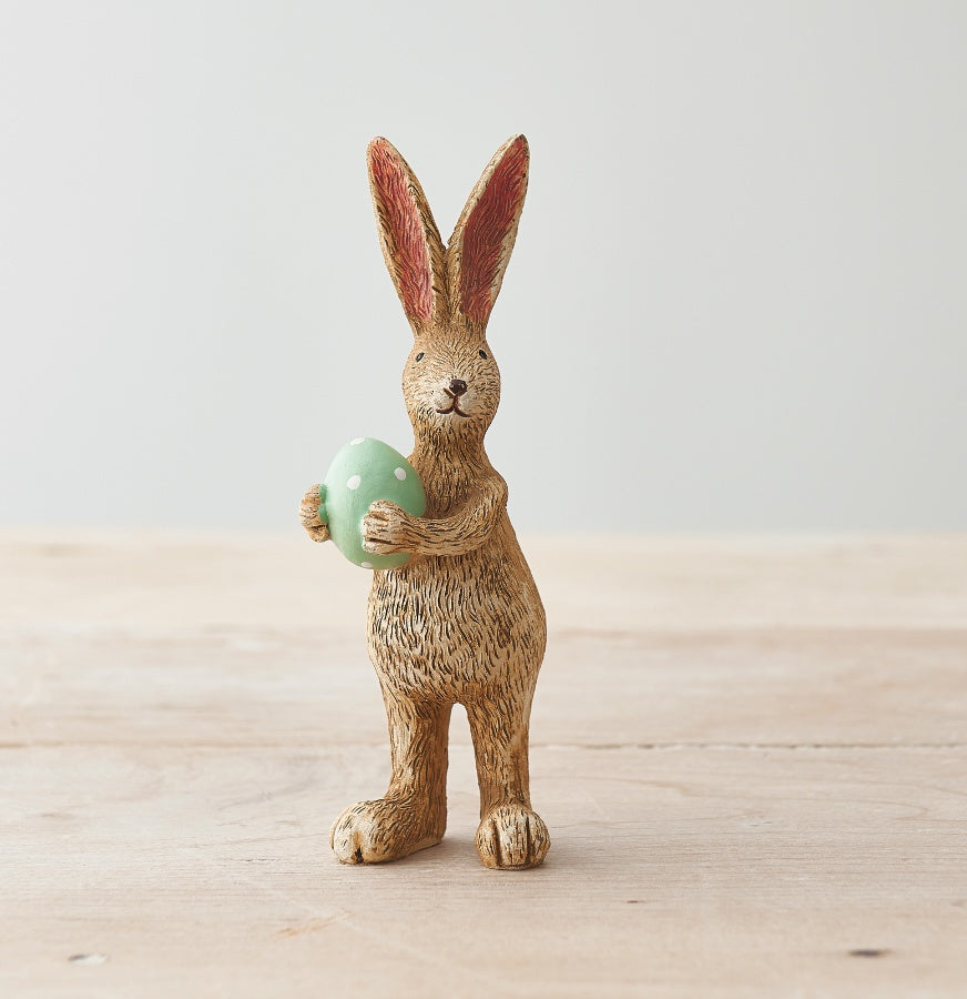 Shabbyquins Easter Bunny ornament with decorative eggs, featuring a cute bunny figure and colorful egg accents for spring decor.