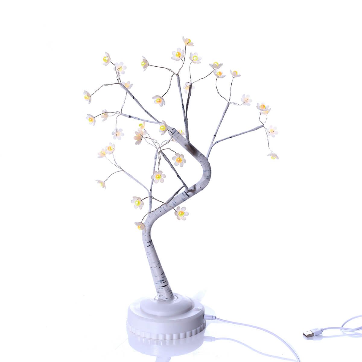 Warm Glow LED Blossom Tree by Sable Homeware, lit against a soft background with warm white glow through blossom details