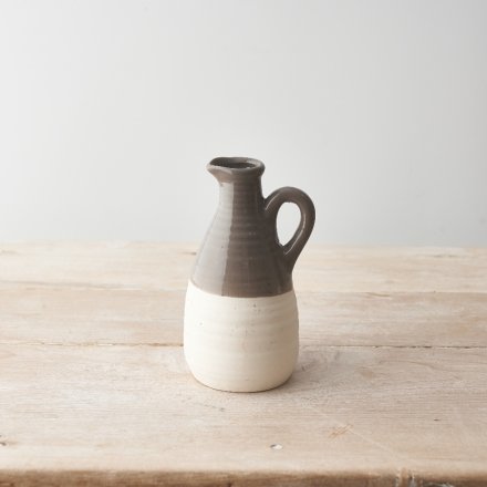 Two-tone mini ceramic jug in two colors by Sable Homeware, showcasing its compact design and vibrant finish.