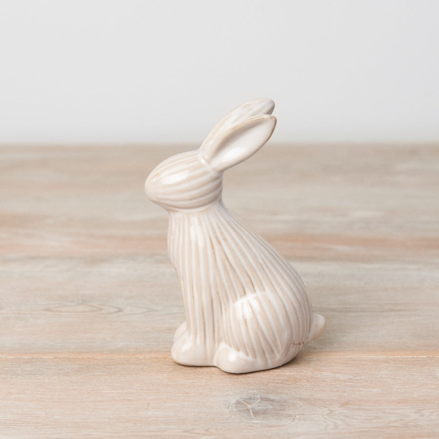 Set of 2 ribbed Easter Bunny ornaments from Sable Homeware, featuring textured design and festive holiday decoration.