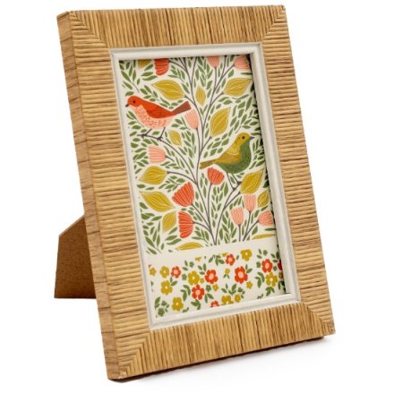 Rattan Songbird photo frame by Sable Homeware featuring a detailed bird design, perfect for displaying cherished photographs.