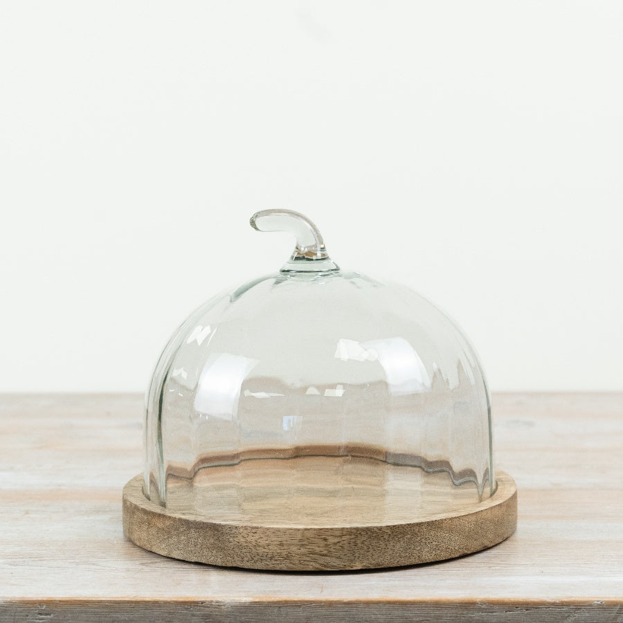 Pumpkin Cake Plate with Glass Dome