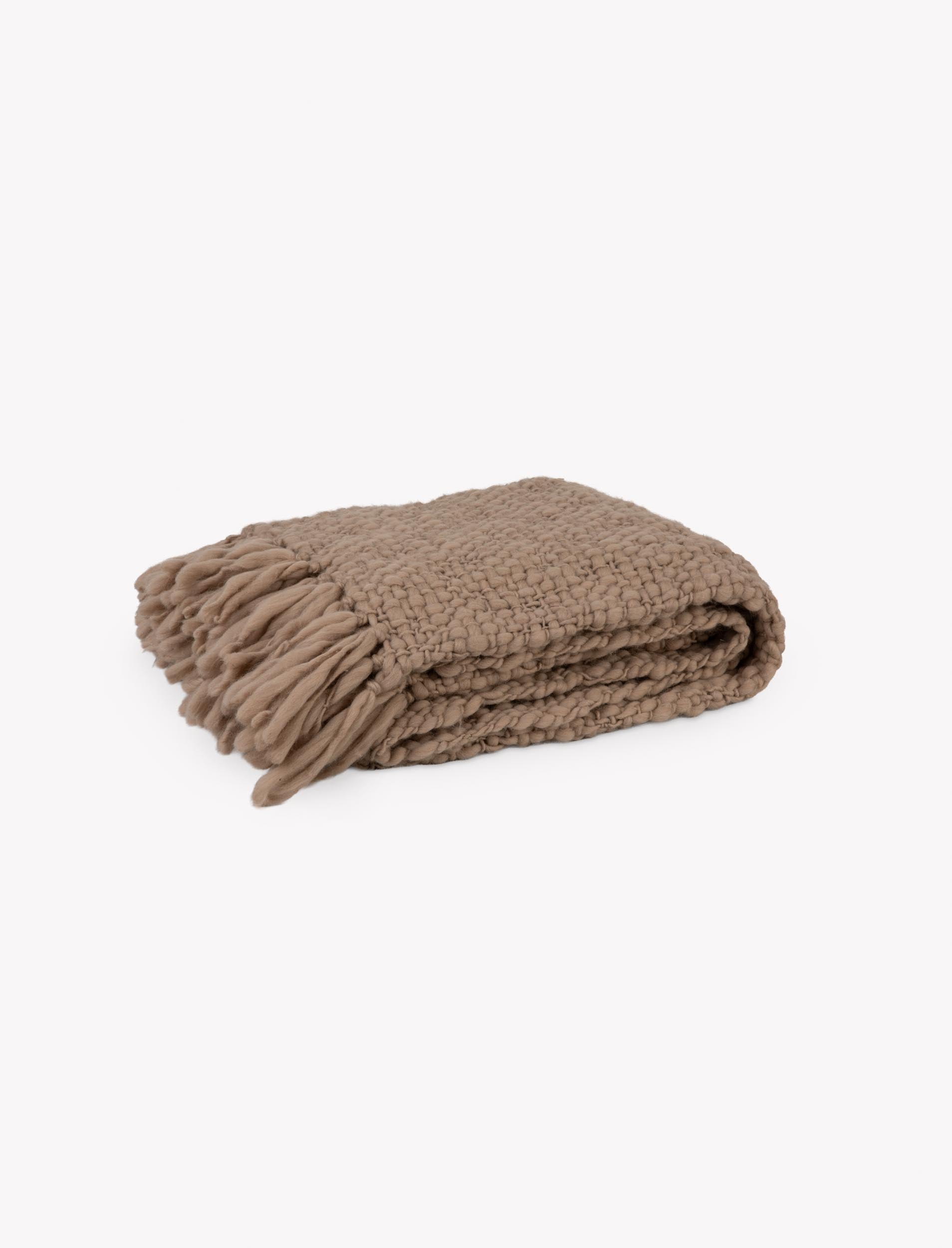 Truffle Chunky Knit Wool Throw