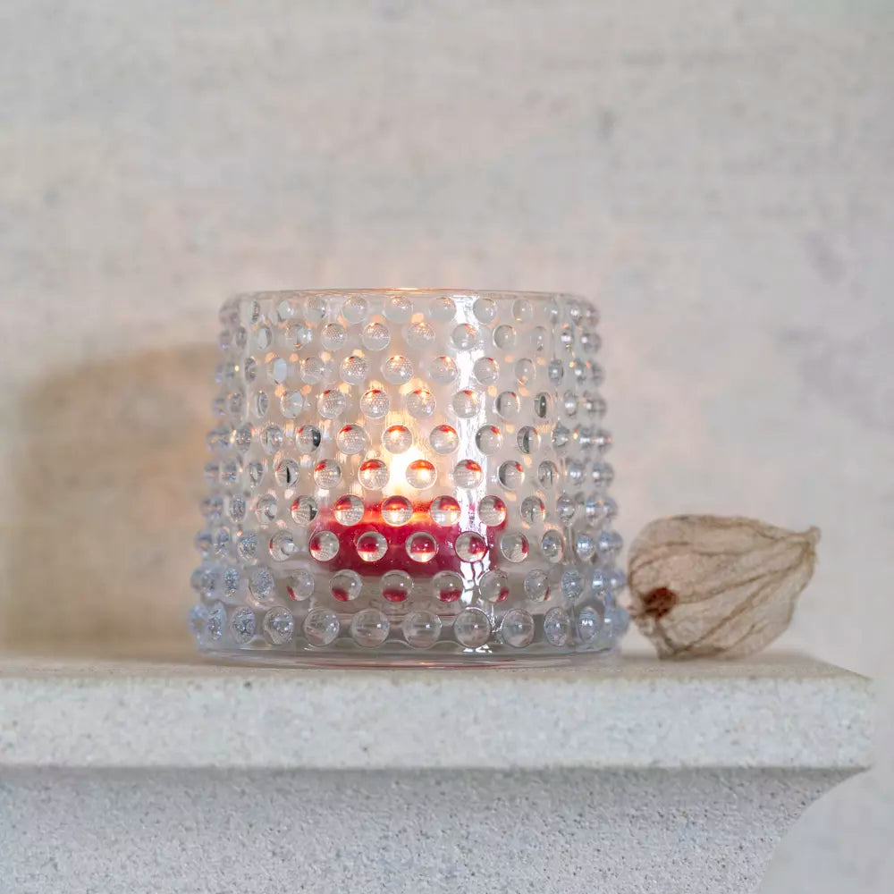Tea Light Holder Bobble Clear - Shabbyquins