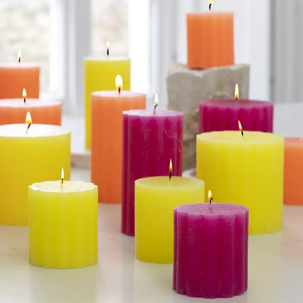 Rustic Scalloped Lemon Pillar Candles