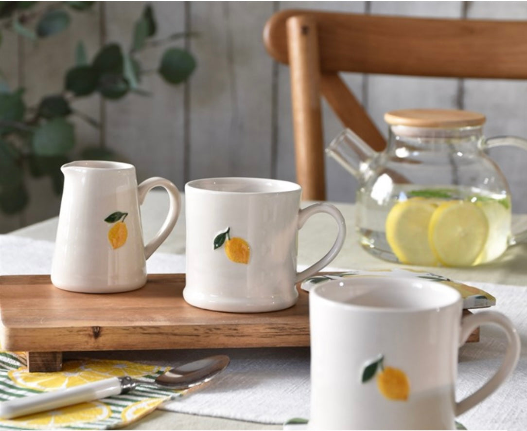 Stoneware mini jug in lemon color by Sable Homeware, featuring a small, decorative jug with a smooth, glazed finish.
