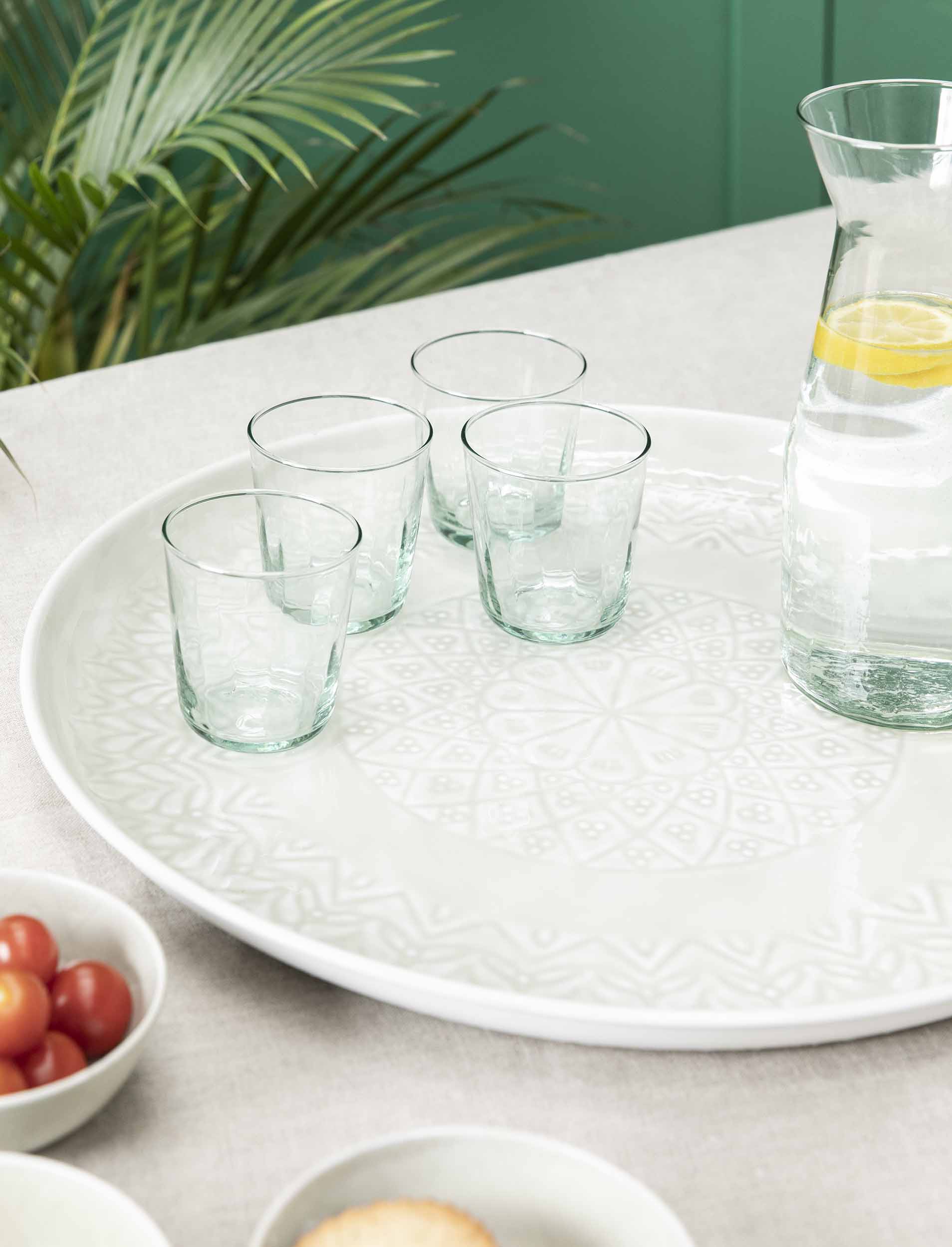 Sable Homeware Fiskardo Iron Tray in clay, neutral round serving and coffee table tray with textured finish and sturdy handles.