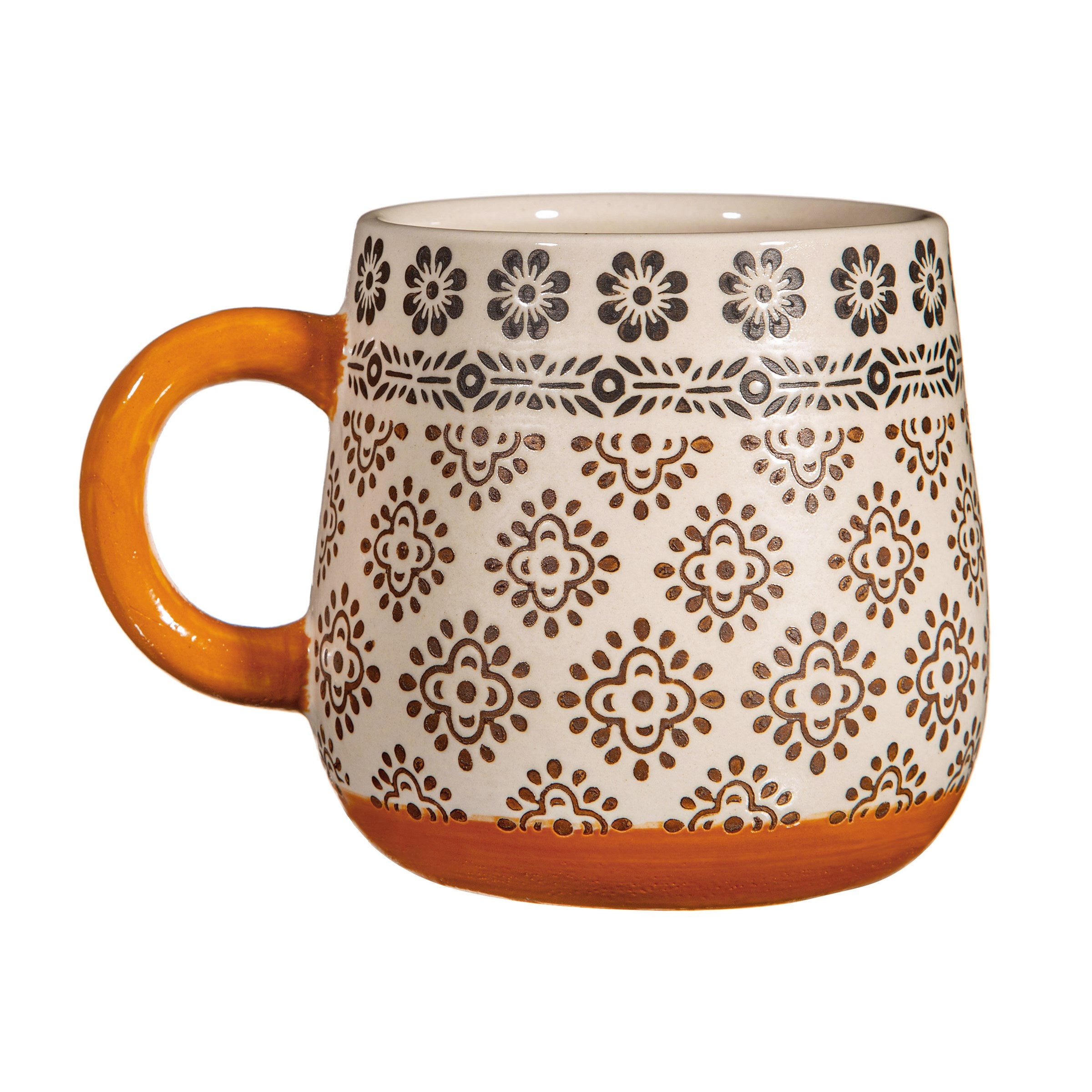 Sable Homeware Anika Geometric Mug with black and white geometric patterns, ceramic mug with a sleek design.