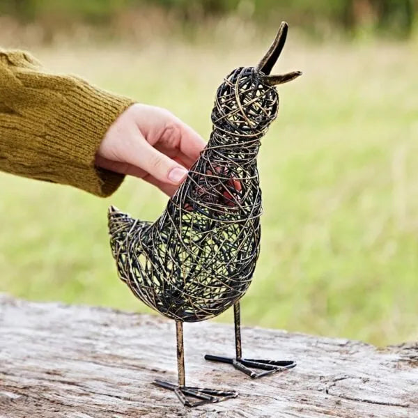 Small Slim Duck wire garden ornament by Sable Homeware, crafted from iron wire for decorative outdoor garden display.