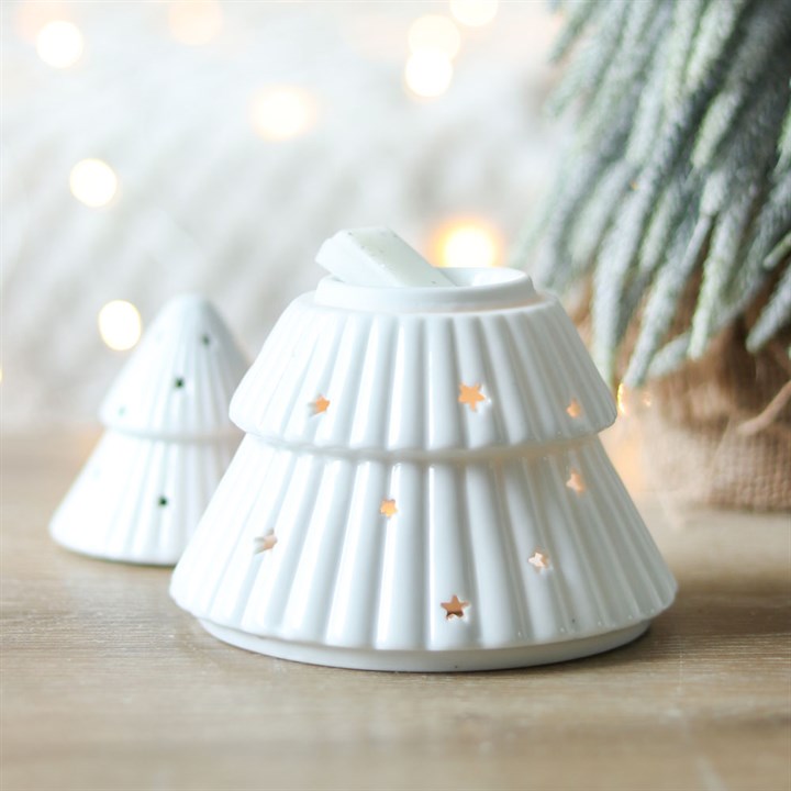 Pink or white Christmas Tree oil burner from Sable Homeware, designed as a Halloween-themed decorative oil diffuser.