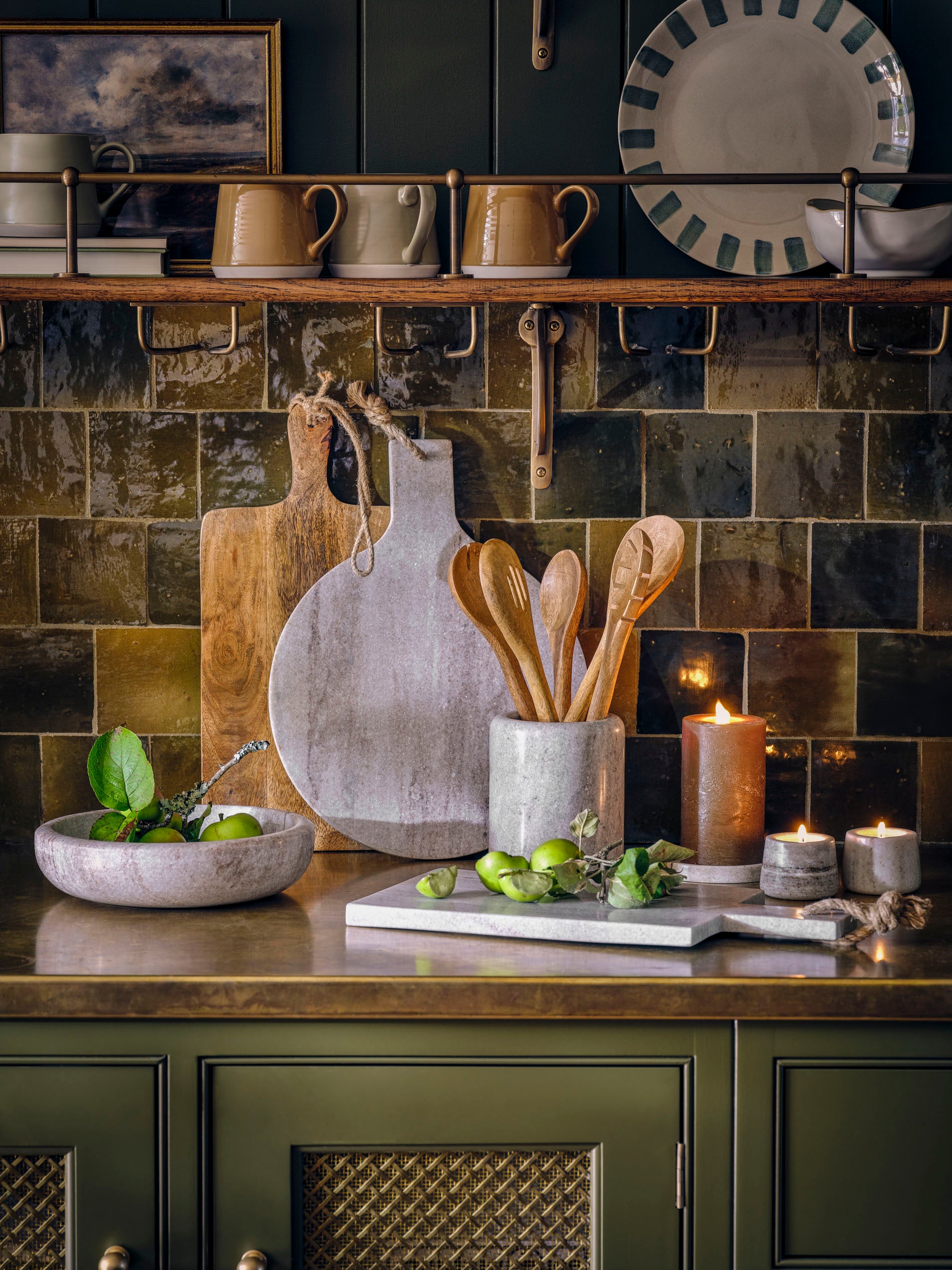 Set of two Osney marble tealight holders by Sable Homeware, neutral stone candle holders with elegant, smooth finish.