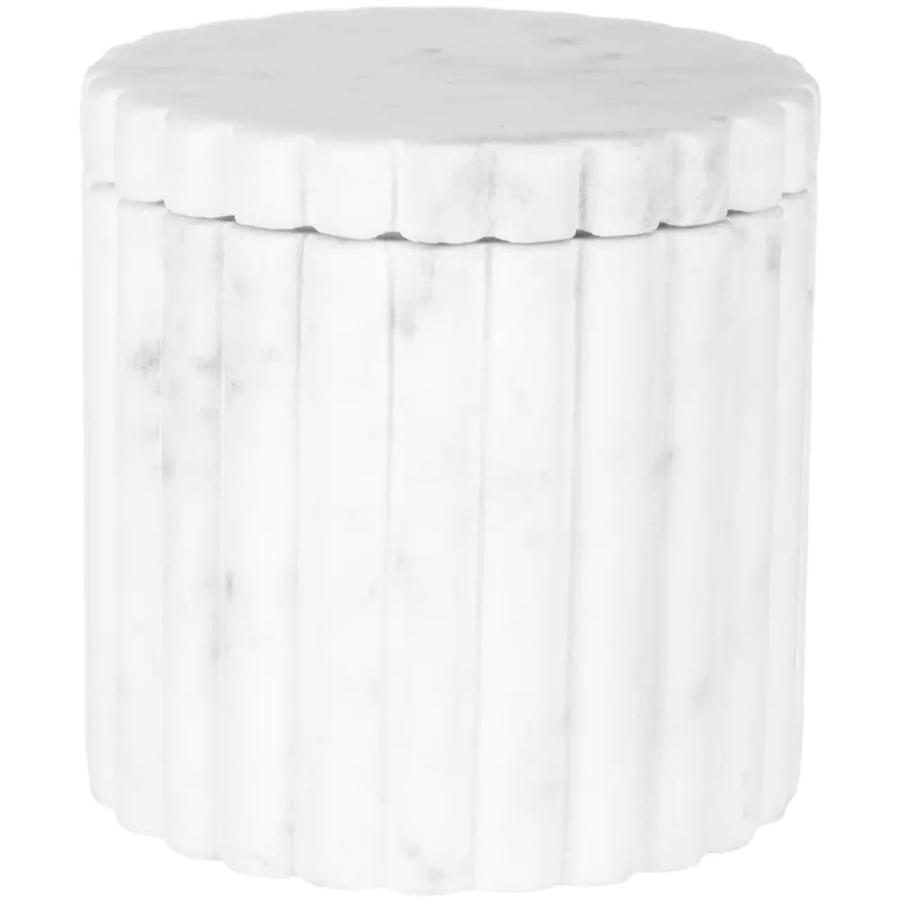 Makrana marble lidded storage jar by Sable Homeware, featuring a smooth, elegant marble design with a lid for kitchen storage.