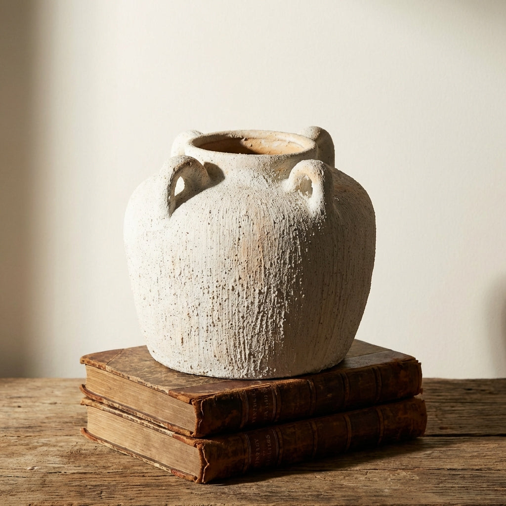 White textured Toby vase in two sizes by Sable Homeware, featuring a modern, minimalist design with a smooth, textured finish.