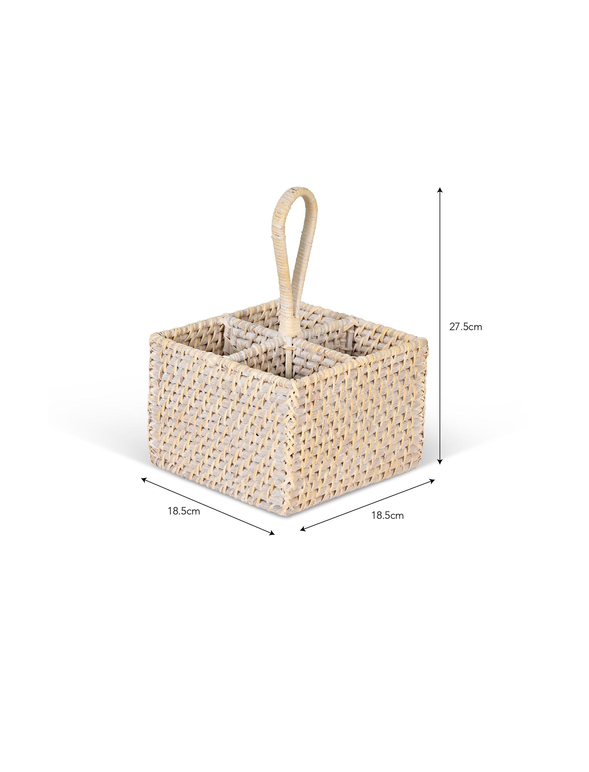 White rattan Wittering Cutlery Caddy by Sable Homeware for kitchen organization and utensil storage.