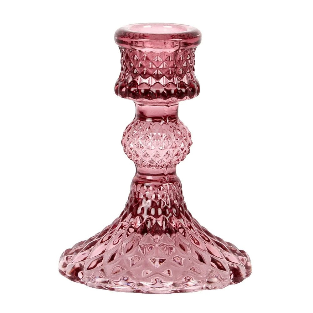 Colorful glass Harlequin candle holder by Sable Homeware, featuring a vibrant, geometric design for decorative lighting.