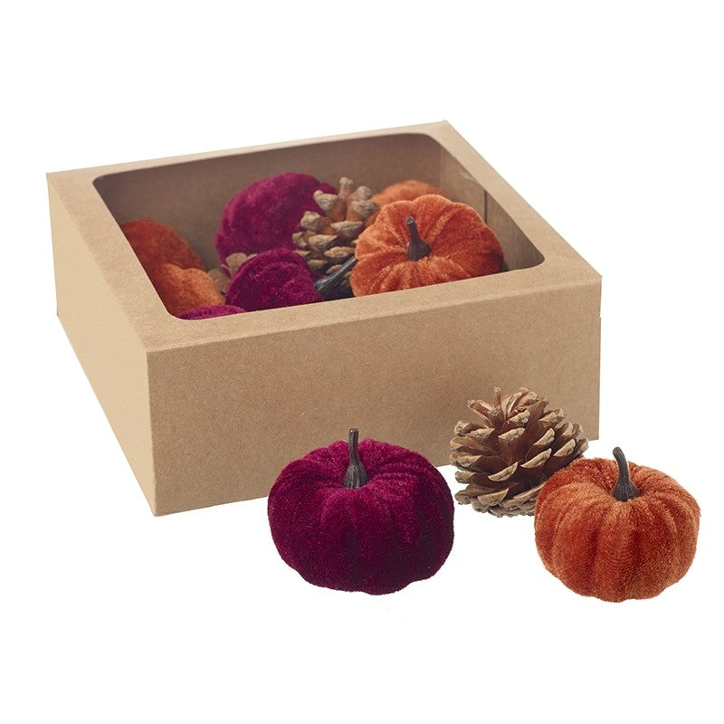 Sable Homeware Halloween Pumpkins and Pine Cones box set with autumn-themed decorative pumpkins and pine cones for festive decor