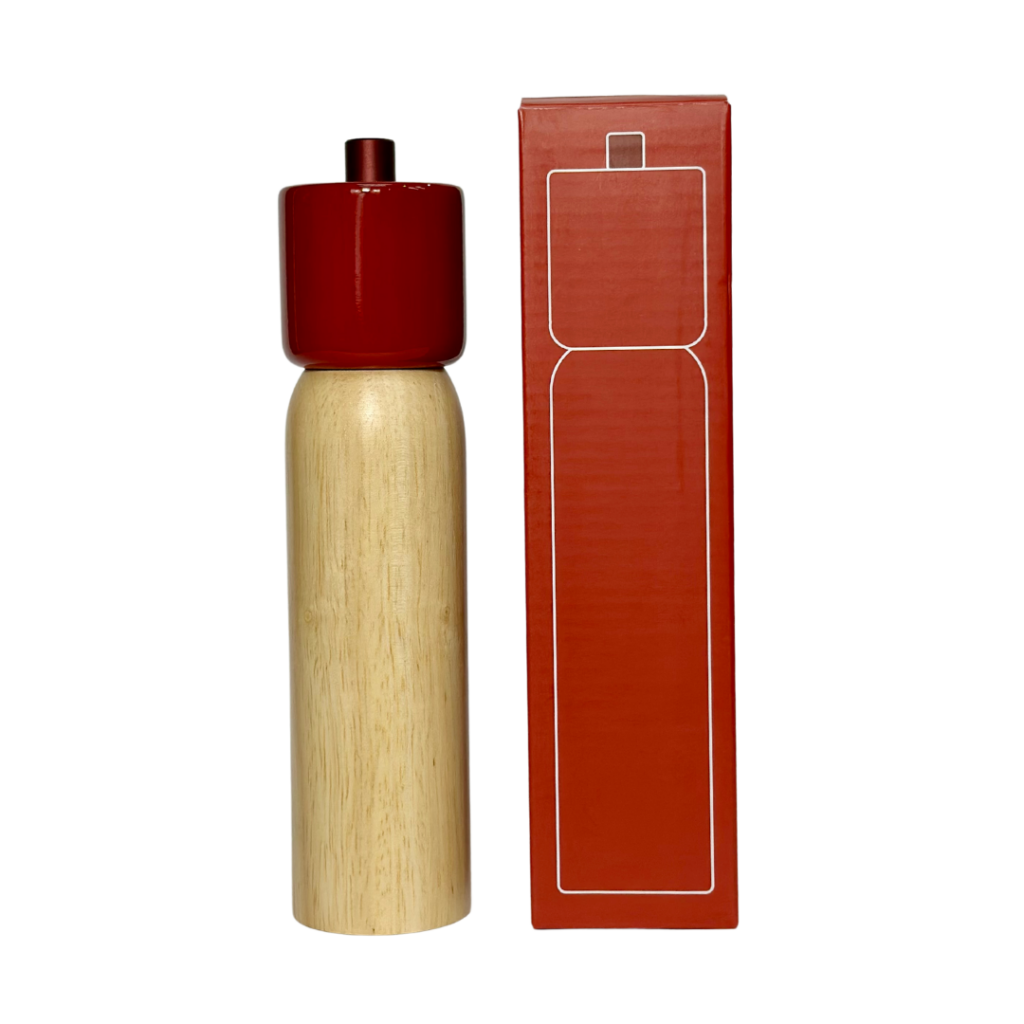 Red Sable Homeware Deluxe Salt and Pepper Grinder set, stylish table accessories with clear acrylic bodies and stainless steel tops.