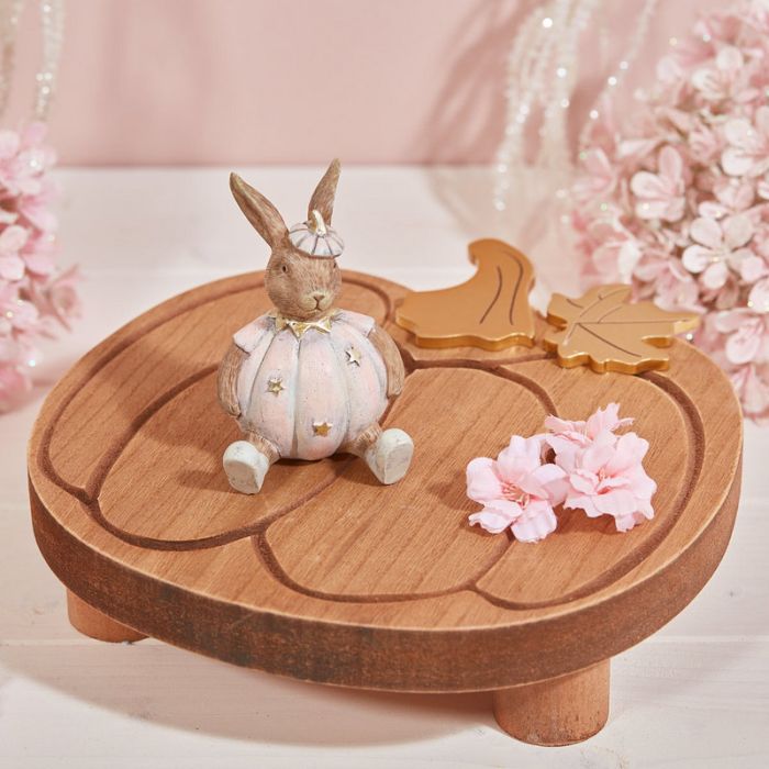 Pink Halloween pumpkin rabbits ornament by Shabbyquins, featuring three adorable styles, sitting with pumpkin and rabbit details.