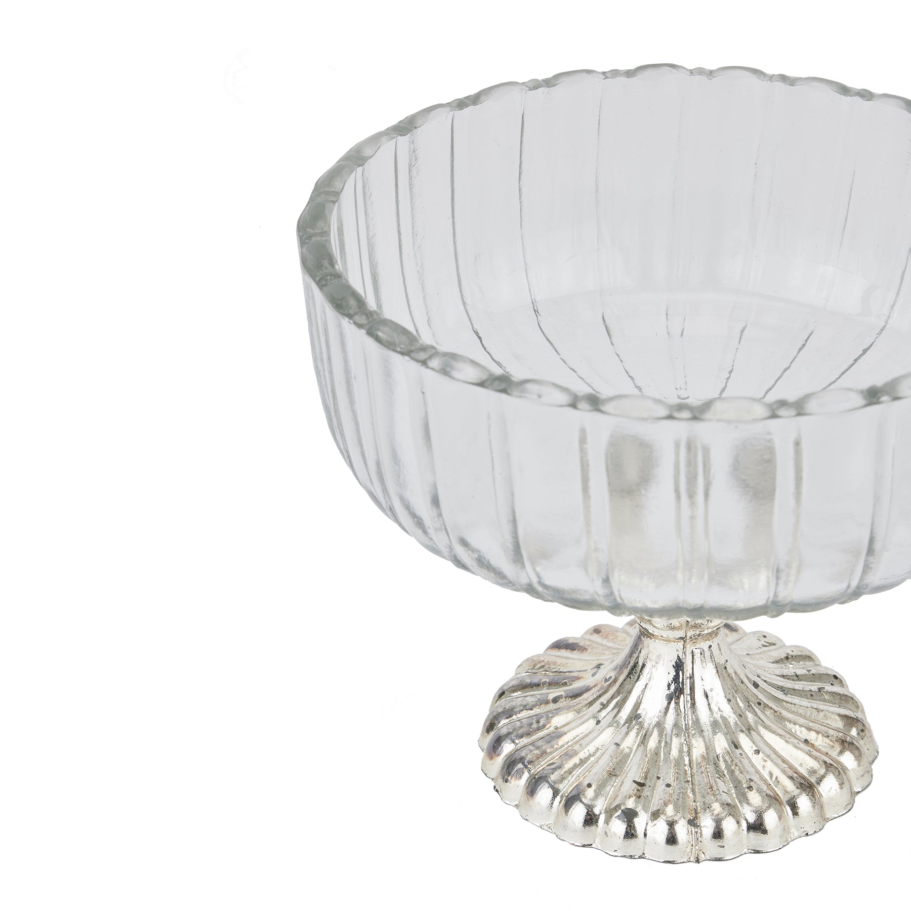 Small fluted glass display bowl by Sable Homeware, showcasing a clear, textured design perfect for decorative or serving use.