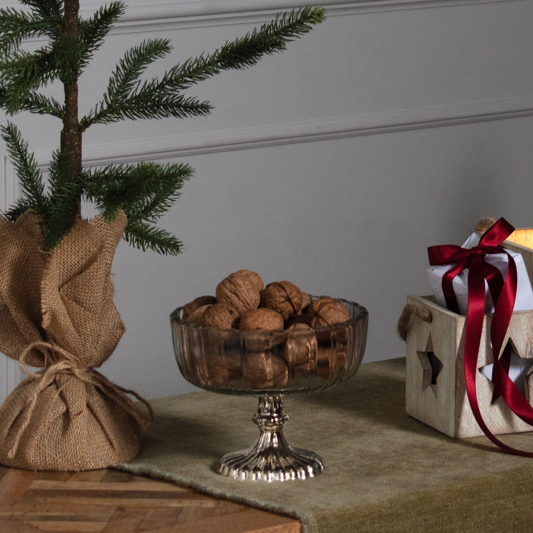 Small fluted glass display bowl by Sable Homeware with a textured, ridged design perfect for decorative or storage use.