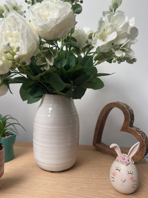 White distressed Stephanie Vase by Sable Homeware, featuring a rustic textured design and vintage-inspired style.
