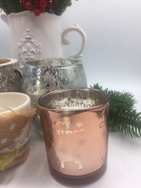 Warm Merry Christmas tealight candle holder by Sable Homeware featuring festive holiday design with a cozy, decorative tealight holder.