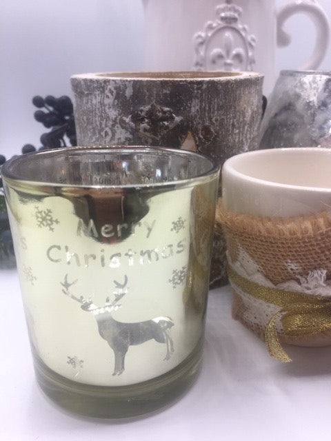 Sable Homeware Warm Merry Christmas tealight candle holder with festive holiday design, perfect for seasonal decor and cozy ambiance.