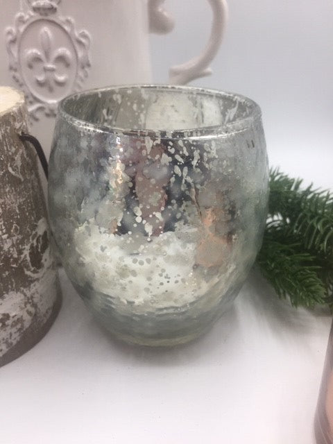 Christmas Crackle Tealight Holder by Sable Homeware, decorative candle holder with a crackle finish, perfect for festive decor.