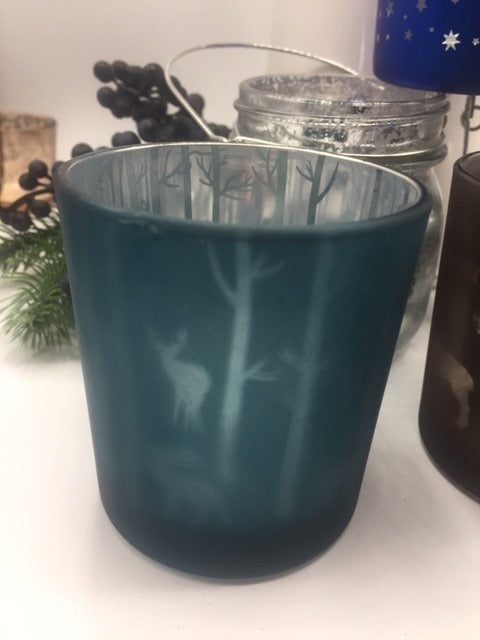 Woodland-themed Christmas tealight holder by Sable Homeware, featuring a festive candle holder with woodland design elements.