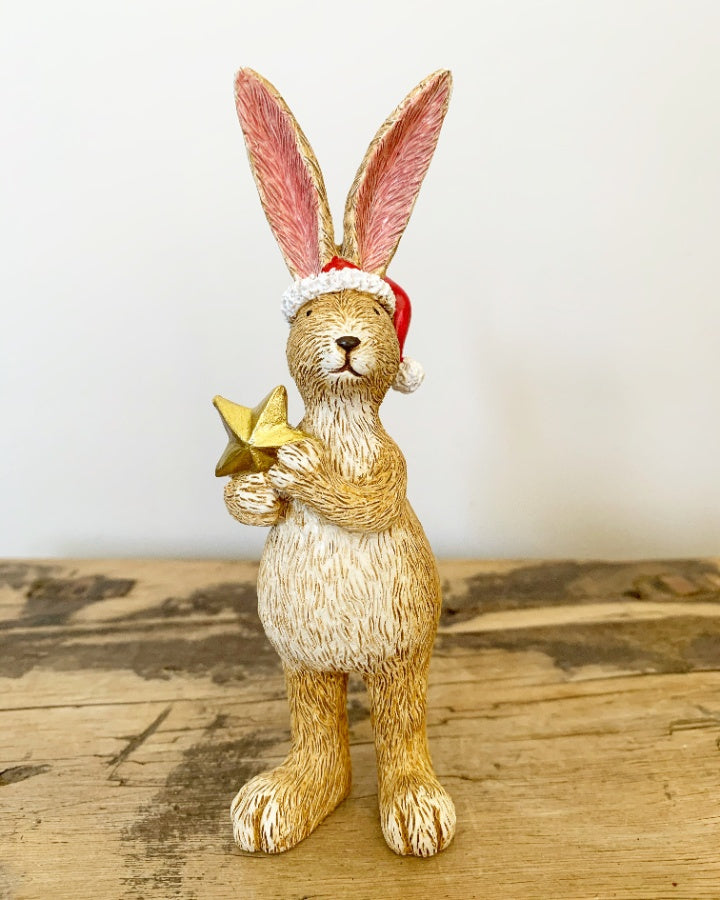 Standing Santa Rabbit With Star or Present - Sable Homeware
