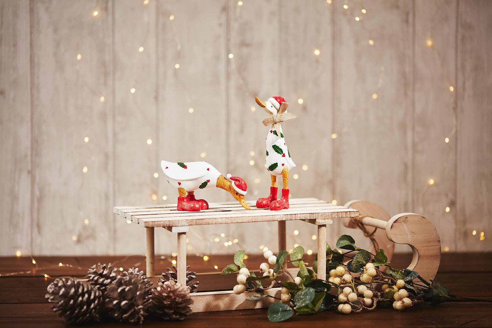 Colorful Sable Homeware Christmas ducks shelf sitters in assorted styles, featuring festive holiday designs and cheerful expressions.