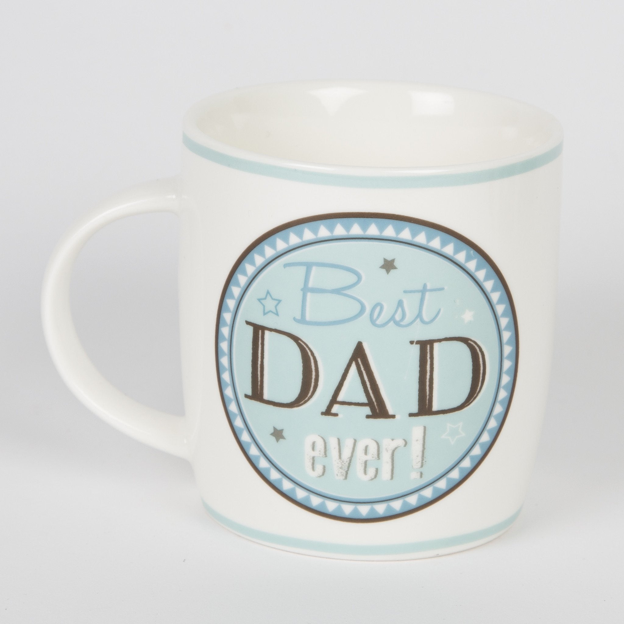Sable Homeware Best Dad Ever mug with bold lettering, white ceramic design, perfect for Father’s Day or everyday use.