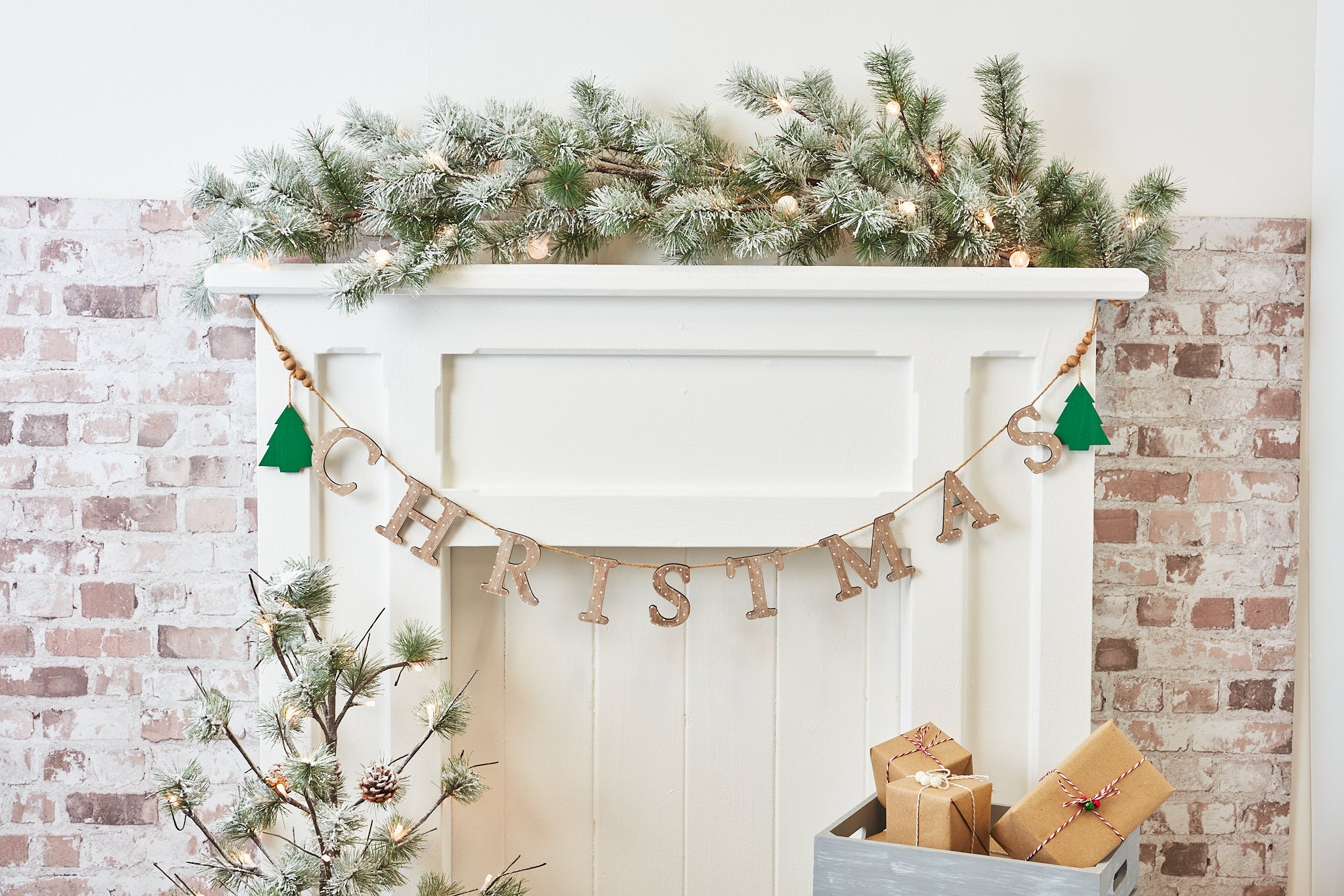 Wooden Christmas Tree Bunting Garland - Shabbyquins