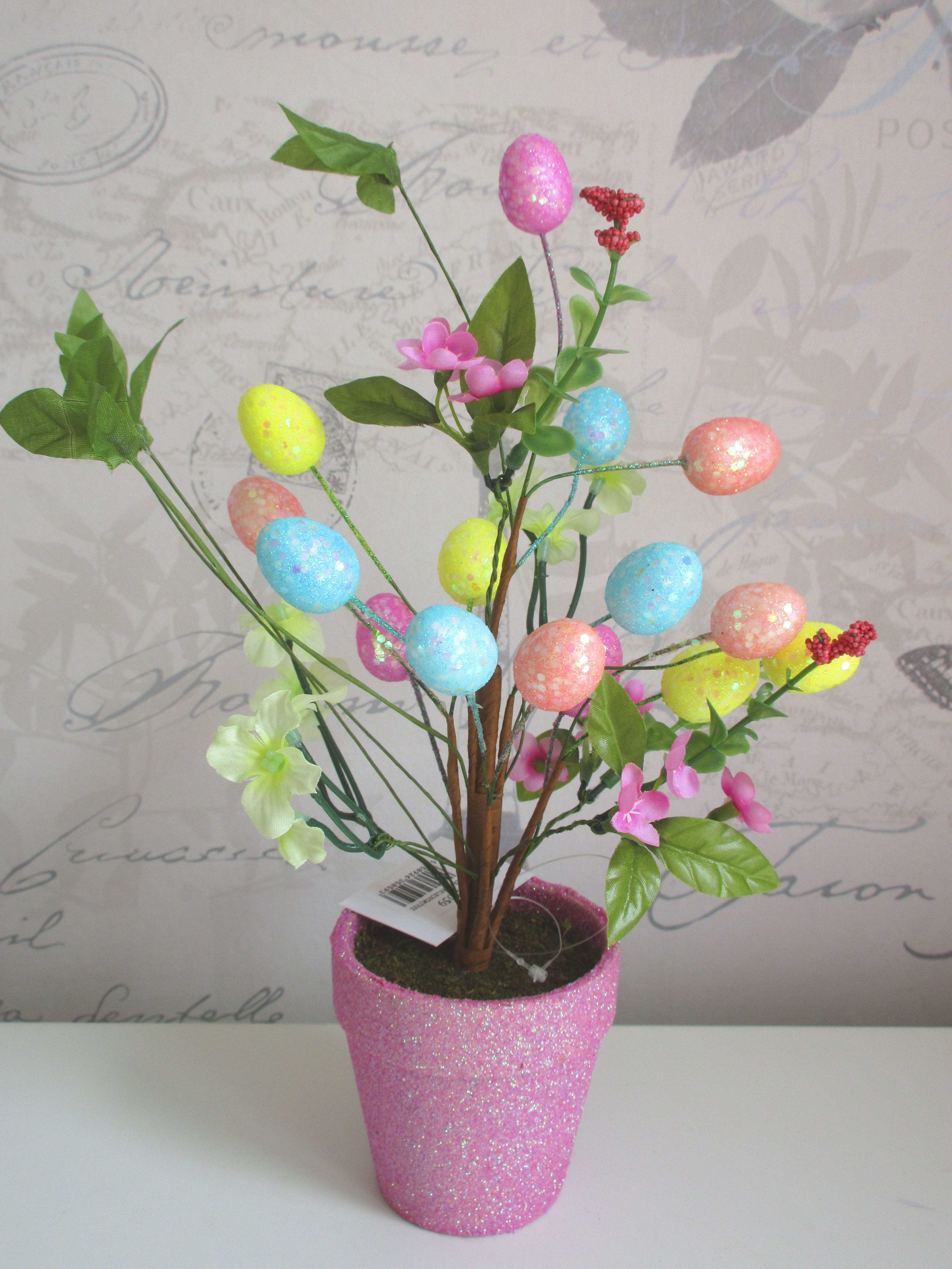 Decorative Easter Sparkle Tree ornament by Sable Homeware with colorful glittery branches and festive accents.