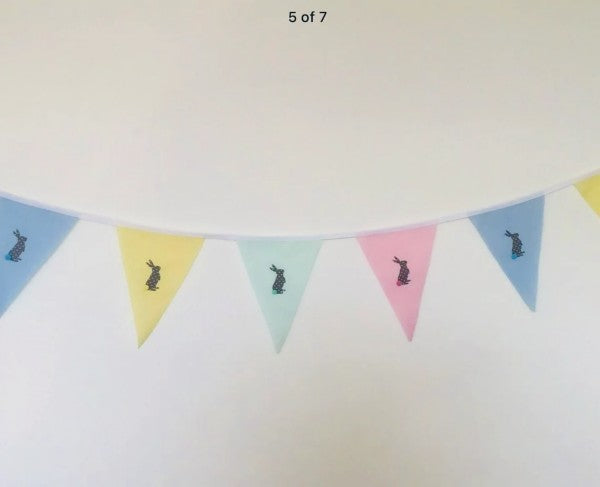 Colorful Easter Bunny Bunting by Sable Homeware, featuring fabric bunny shapes on a string for festive holiday decoration.