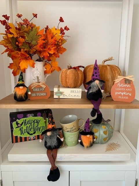 Orange velvet pumpkin decorative ornaments in two sizes, ideal for Halloween or fall decor, by Shabbyquins.