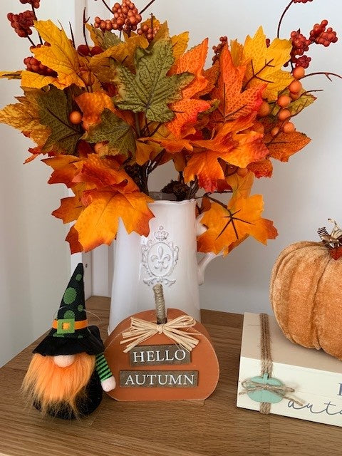 Orange velvet pumpkins decorative ornaments by Shabbyquins, available in two sizes, perfect for fall and Halloween décor.