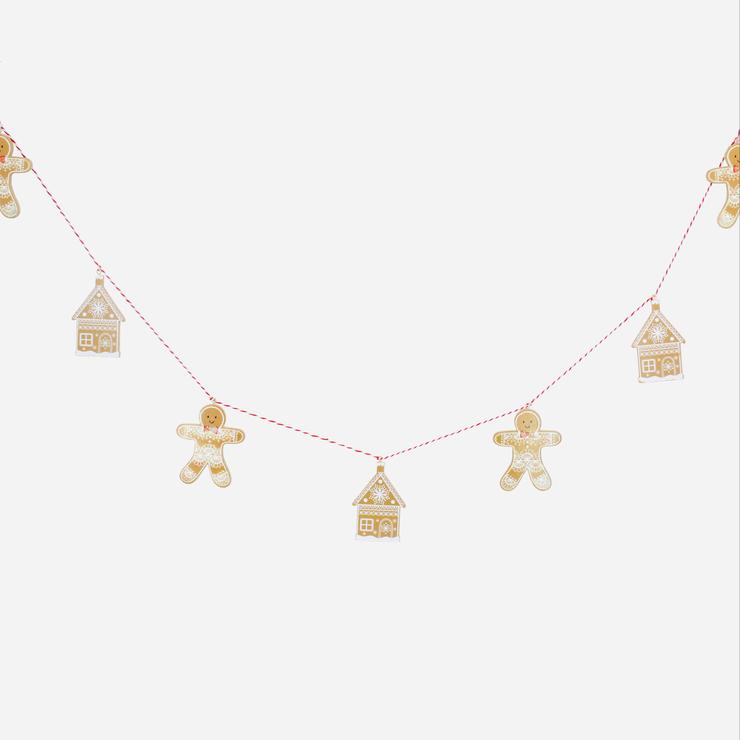 Wood Garland Gingerbread 'Lace Iced' Men/House - Shabbyquins
