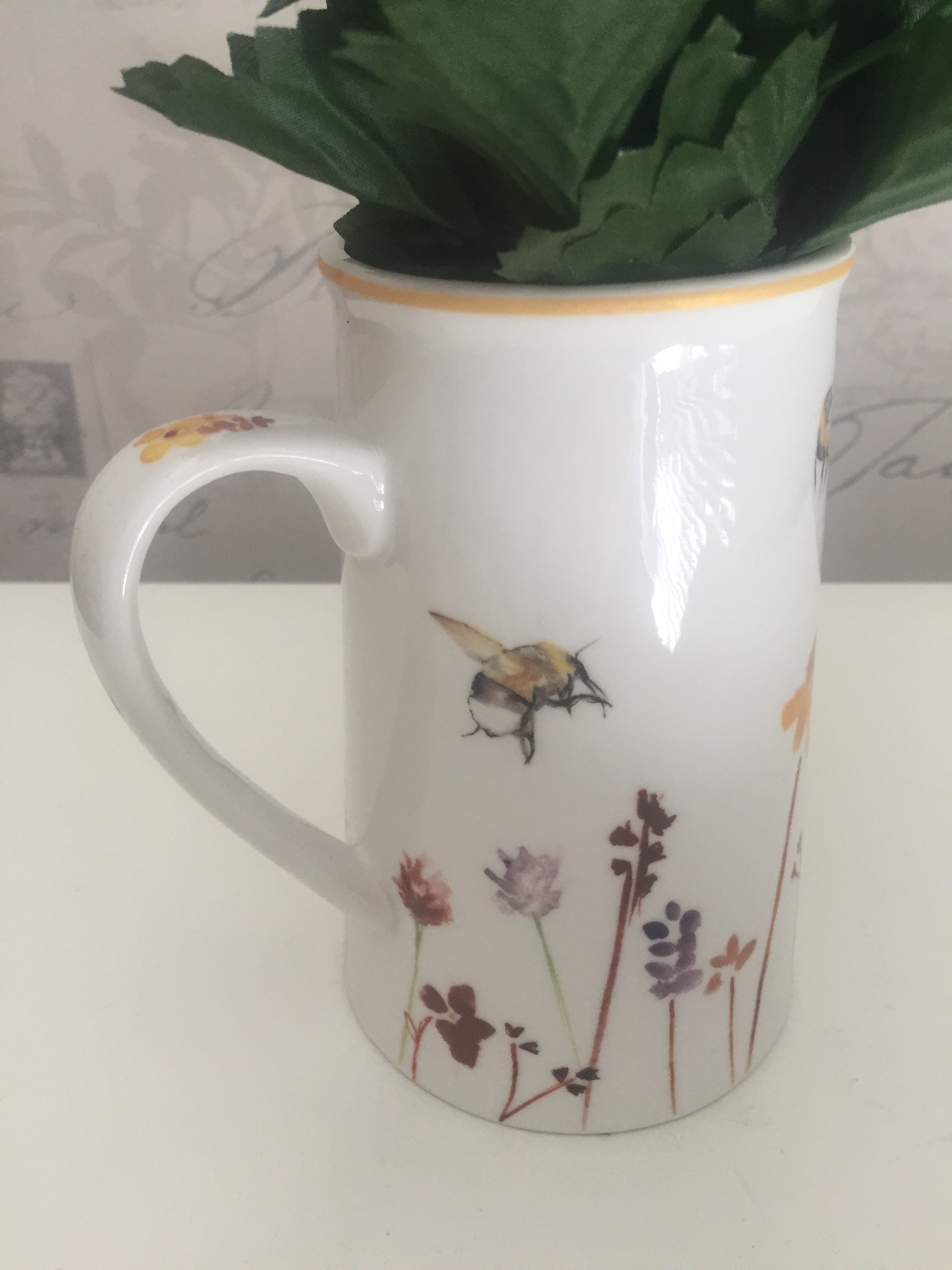 Small Busy Bees jug by Sable Homeware, featuring colorful bee and floral designs, perfect for serving beverages or decorative use.