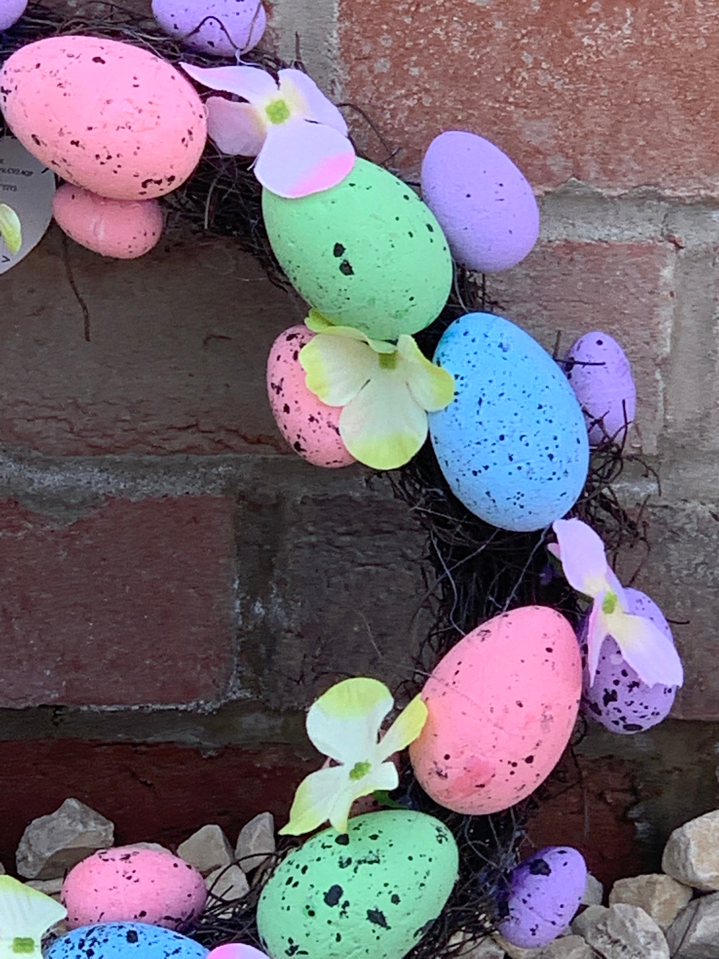 Spring Brights Easter wreath by Shabbyquins, featuring colorful floral and decorative elements for festive spring decor.