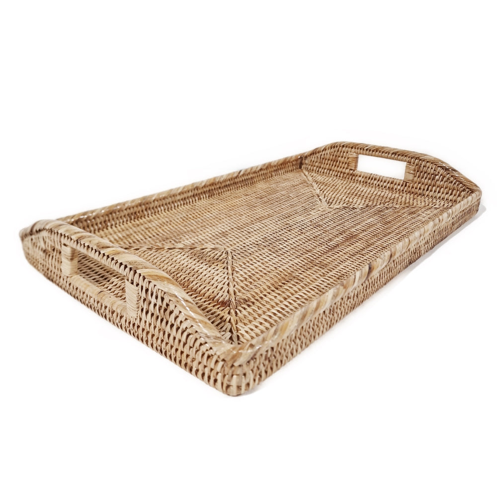 Rattan Oblong Morning Tray – Grey or Natural