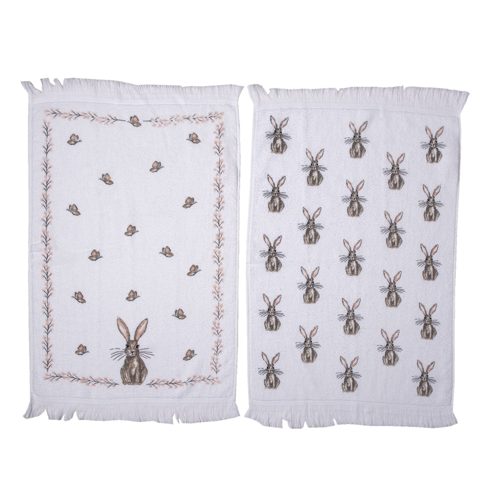 Set of 2 Bunny Hand Towels - Shabbyquins