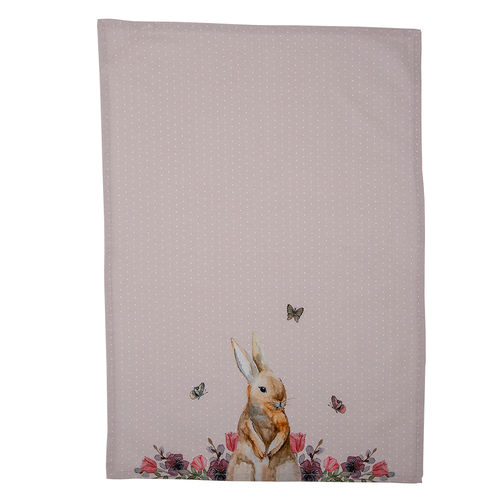 Sable Homeware Bunny Tea Towel with a charming bunny design, made of soft fabric, perfect for kitchen decor and drying dishes.