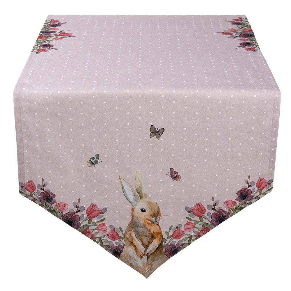 Sable Homeware Bunny Table Runner in two lengths, featuring a charming bunny design on a fabric tablecloth for spring or Easter decor.