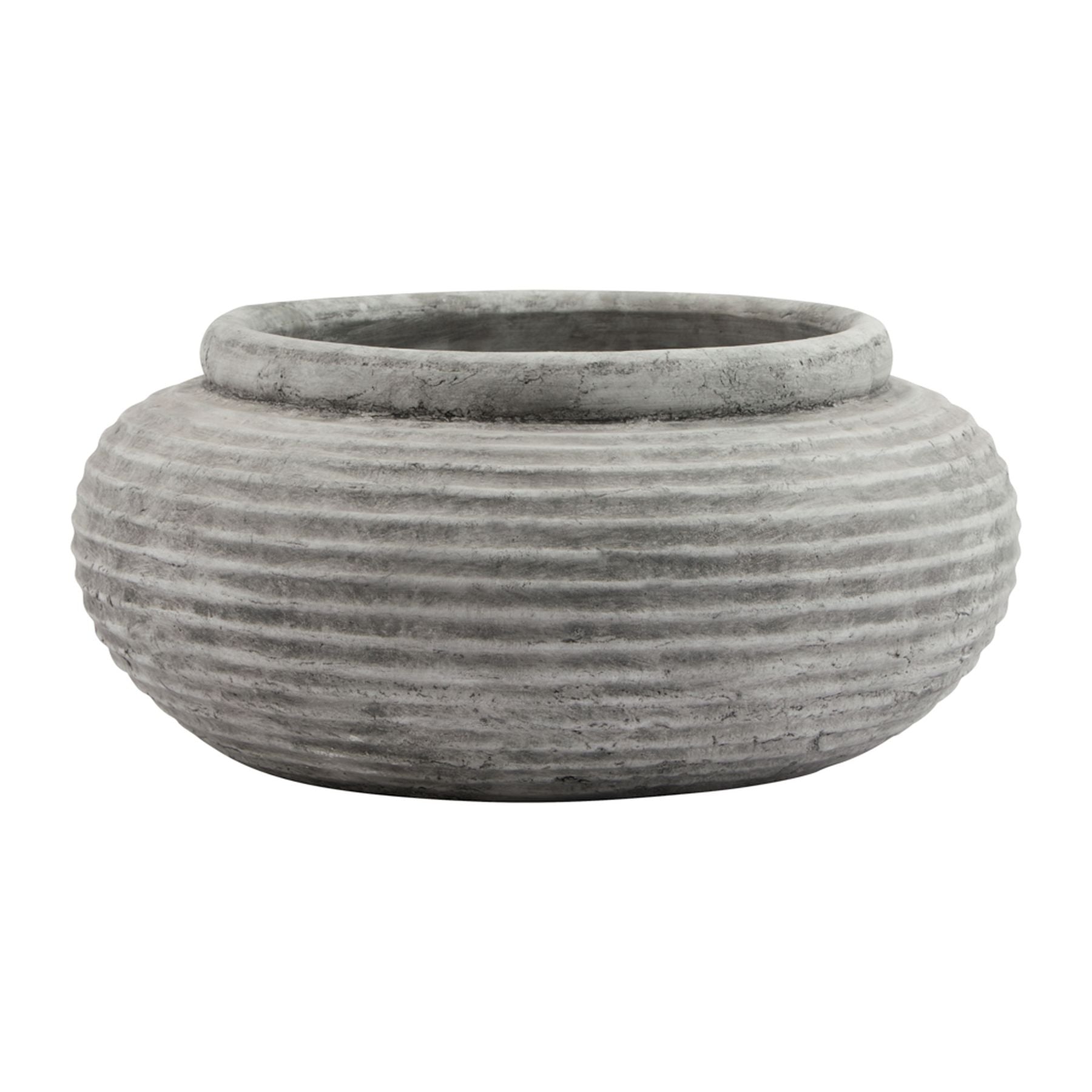 Sable Homeware Athena round ribbed vase with textured ribbed surface, ideal for displaying plants or decorative arrangements.